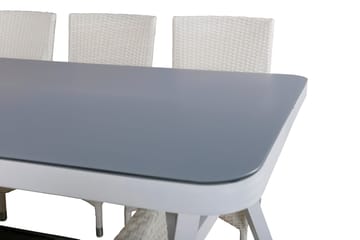 Virya Spisegruppe 160cm + 6 Malin Karmstoler - Svart/Grå - Hagemøbler & utemiljø - Hagegruppe - Spisegrupper hage