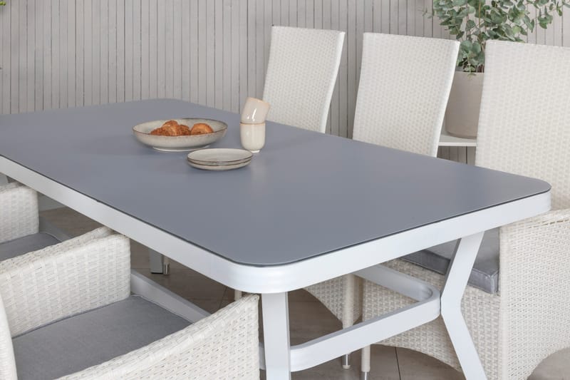 Virya Spisegruppe 160cm + 6 Padova Reclinerstoler - Hvit - Hagemøbler & utemiljø - Hagegruppe - Spisegrupper hage