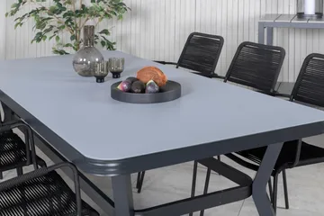 Virya Spisegruppe 200cm + 6 Lindos Karmstoler - Svart/Grå - Hagemøbler & utemiljø - Hagegruppe - Spisegrupper hage