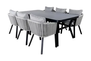 Virya Spisegruppe 200cm + 6 Spisestoler - Svart - Hagemøbler & utemiljø - Hagegruppe - Spisegrupper hage