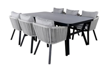Virya Spisegruppe 200cm + 6 Spisestoler - Svart - Hagemøbler & utemiljø - Hagegruppe - Spisegrupper hage