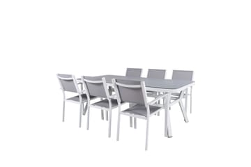 Virya Spisegruppe 200cm+6 Copacabana Stablebare Stoler Hvit/ - Venture Home - Hagemøbler & utemiljø - Hagegruppe - Spisegrupper hage
