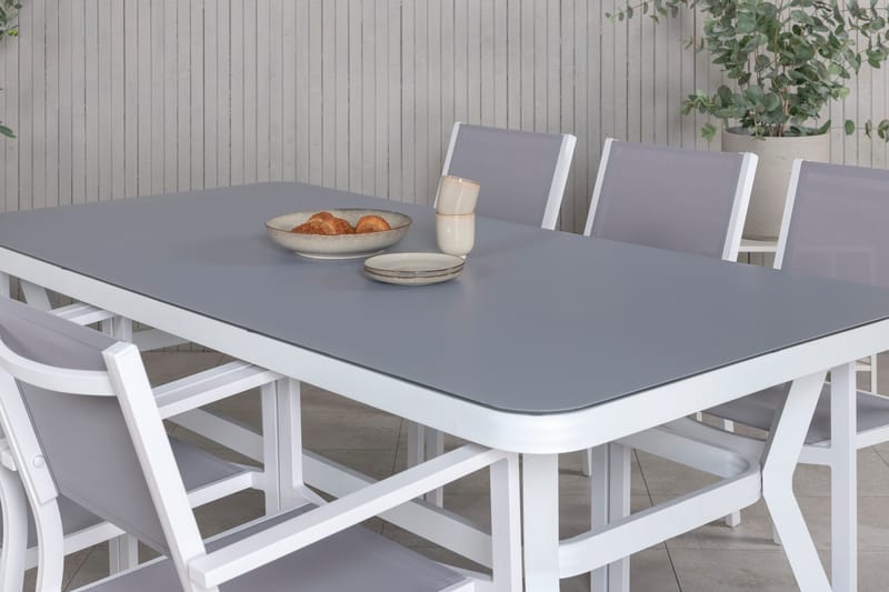 Virya Spisegruppe 200cm+6 Copacabana Stablebare Stoler Hvit/ - Venture Home - Hagemøbler & utemiljø - Hagegruppe - Spisegrupper hage