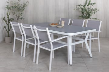 Virya Spisegruppe 200cm+6 Copacabana Stablebare Stoler Hvit/ - Venture Home - Hagemøbler & utemiljø - Hagegruppe - Spisegrupper hage