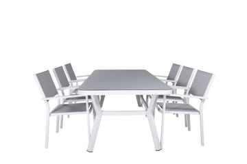 Virya Spisegruppe 200cm+6 Copacabana Stablebare Stoler Hvit/ - Venture Home - Hagemøbler & utemiljø - Hagegruppe - Spisegrupper hage