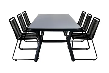 Virya Spisegruppe 200cm+6 Lindos Stablebare Stoler - Brun/Hvit - Hagemøbler & utemiljø - Hagegruppe - Spisegrupper hage