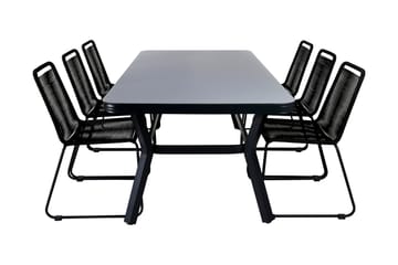 Virya Spisegruppe 200cm+6 Lindos Stablebare Stoler - Brun/Hvit - Hagemøbler & utemiljø - Hagegruppe - Spisegrupper hage