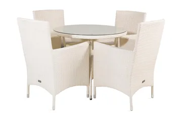 Volta Spisegruppe Rund Ø90cm + 4 Malin Karmstoler - Svart/Grå - Hagemøbler & utemiljø - Hagegruppe - Spisegrupper hage