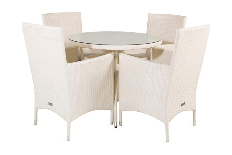 Volta Spisegruppe Rund Ø90cm + 4 Malin Karmstoler, Svart/Grå