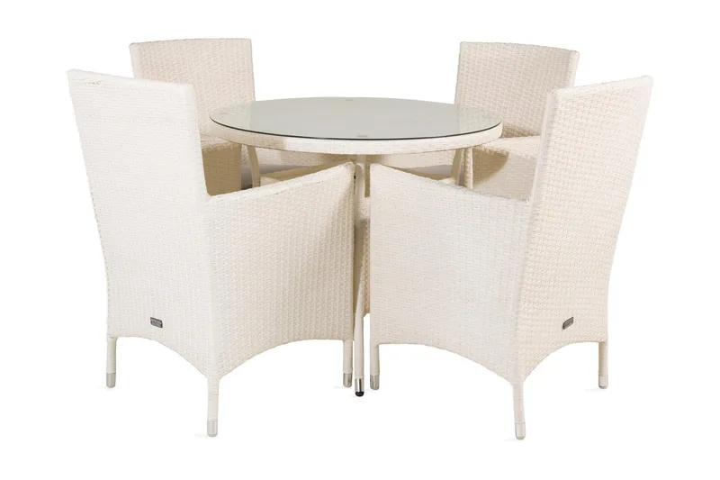 Volta Spisegruppe Rund Ø90cm + 4 Malin Karmstoler, Svart/Grå