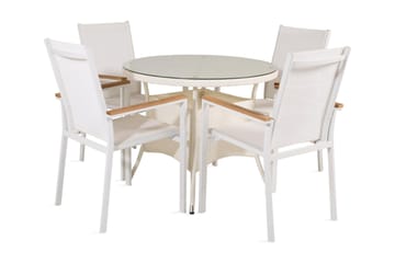 Volta Spisegruppe Rund Ø90cm + 4 Texas Karmstoler - Svart/Grå - Hagemøbler & utemiljø - Hagegruppe - Spisegrupper hage