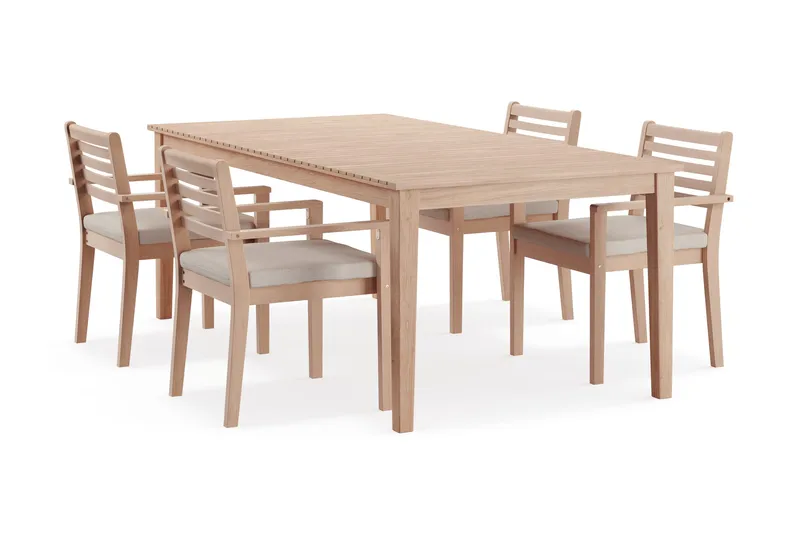 Wagnera Spisegruppe 206 cm med 4 Kamman Spisestoler, Beige