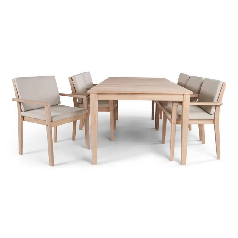 Wagnera Spisegruppe 206 cm med 6 Kamman Spisestoler, Beige
