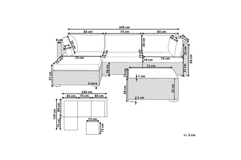 Hagehjørnesofa Sano - Høyrevendt - Hagemøbler & utemiljø - Hagegruppe - Sofagruppe utendørs