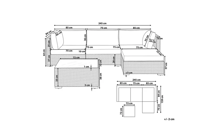 Hagehjørnesofa Sano - Venstrevendt - Hagemøbler & utemiljø - Hagegruppe - Sofagruppe utendørs