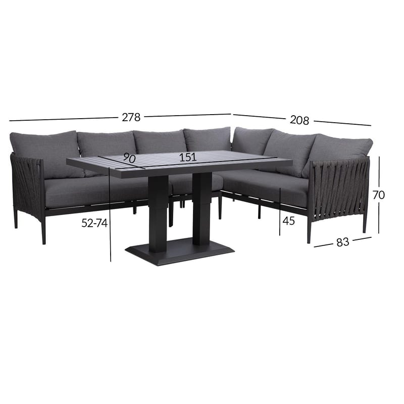 Hagemøbelsett Ängros hjørnesofa og bord - grå - Hagemøbler & utemiljø - Hagegruppe - Cafemøbler & cafesett