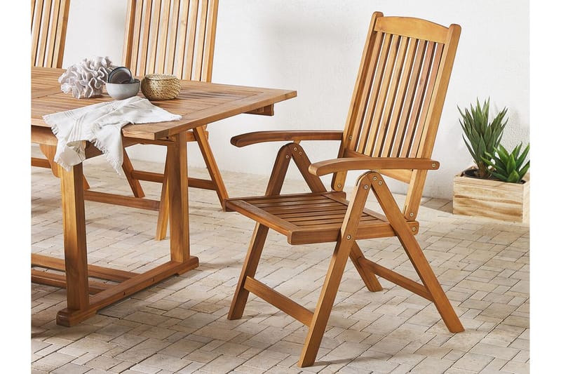 Hagemøbler sett med bord og 6 stoler JAVA - Tre / Natur - Spisegrupper hage
