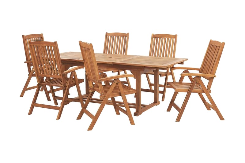 Hagemøbler sett med bord og 6 stoler JAVA - Tre / Natur - Spisegrupper hage