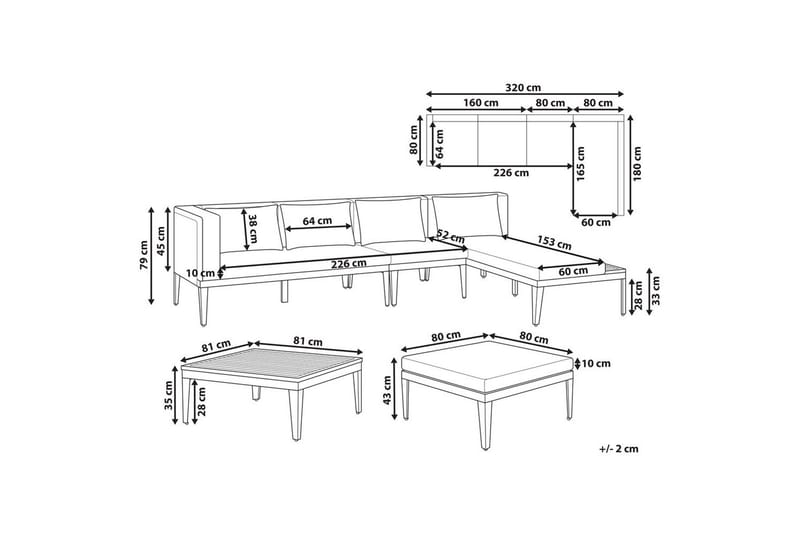 Hagesofagruppe med bord 4-seters Bracciano - Hagemøbler & utemiljø - Hagegruppe - Sofagruppe utendørs