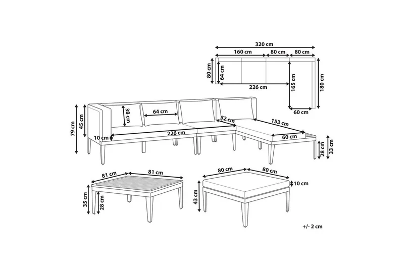 Hagesofagruppe med bord 4-seters Bracciano - Hagemøbler & utemiljø - Hagegruppe - Sofagruppe utendørs