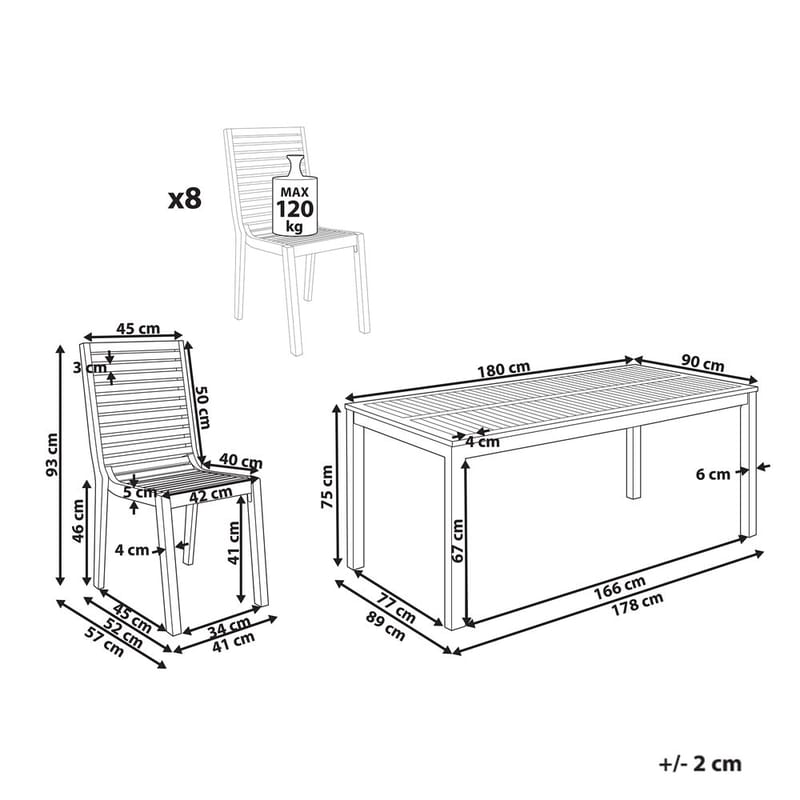 Hagestuemøbelsett 8-seter Ombriano - Hagemøbler & utemiljø - Hagegruppe - Spisegrupper hage