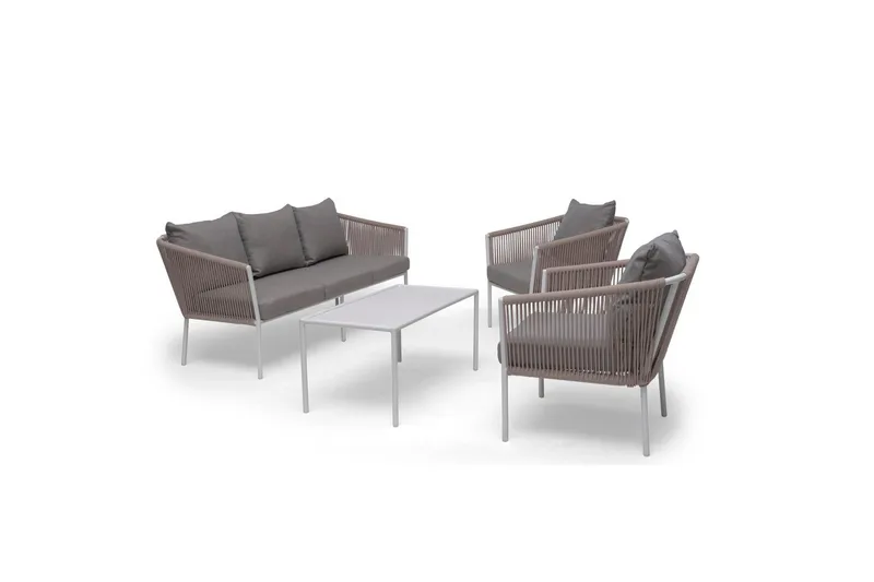 Hillerstorp Lersund sofagruppe utendørs hvit/beige - Hvit/Beige - Hagemøbler & utemiljø - Hagegruppe - Sofagruppe utendørs