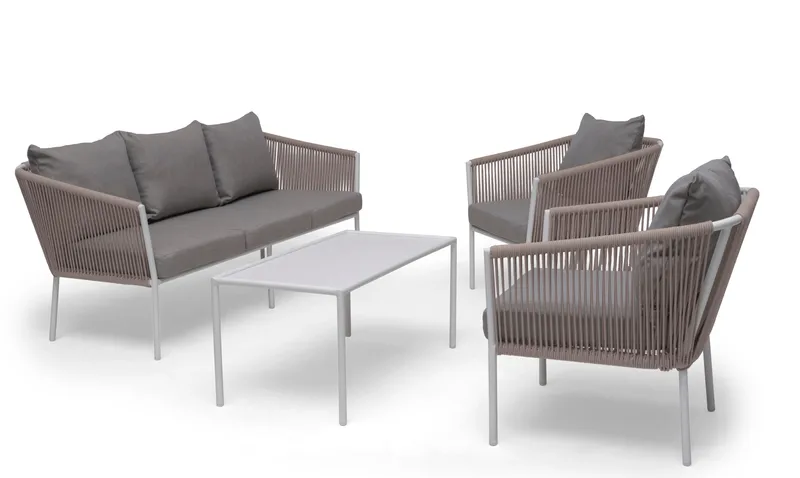 Hillerstorp Lersund sofagruppe utendørs hvit/beige, Hvit/Beige