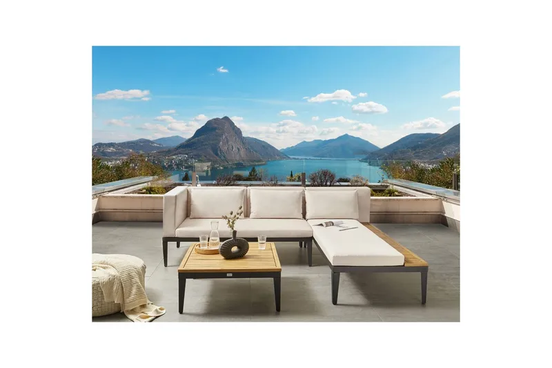 Hjørnesofa til hage med bord 3-seter Bracciano - Hagemøbler & utemiljø - Hagegruppe - Sofagruppe utendørs
