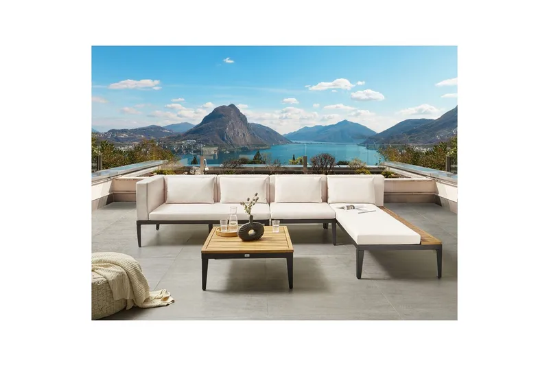 Hjørnesofa til hage med bord 4-seter Bracciano - Hagemøbler & utemiljø - Hagegruppe - Sofagruppe utendørs