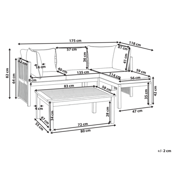 Hjørnesofa utendørs med bord 3-seter Arabba venstrevendt akasietre - Brun/grå - Hagemøbler & utemiljø - Hagegruppe - Sofagruppe utendørs