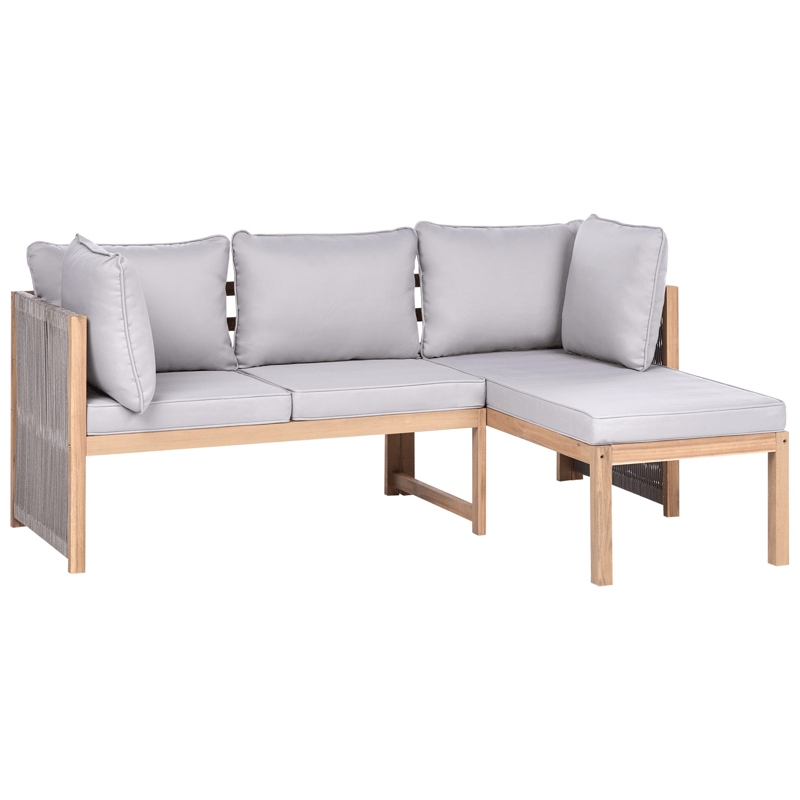 Hjørnesofa utendørs med bord 3-seter Arabba venstrevendt akasietre - Brun/grå - Hagemøbler & utemiljø - Hagegruppe - Sofagruppe utendørs