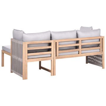 Hjørnesofa utendørs med bord 3-seter Arabba venstrevendt akasietre - Brun/grå - Hagemøbler & utemiljø - Hagegruppe - Sofagruppe utendørs