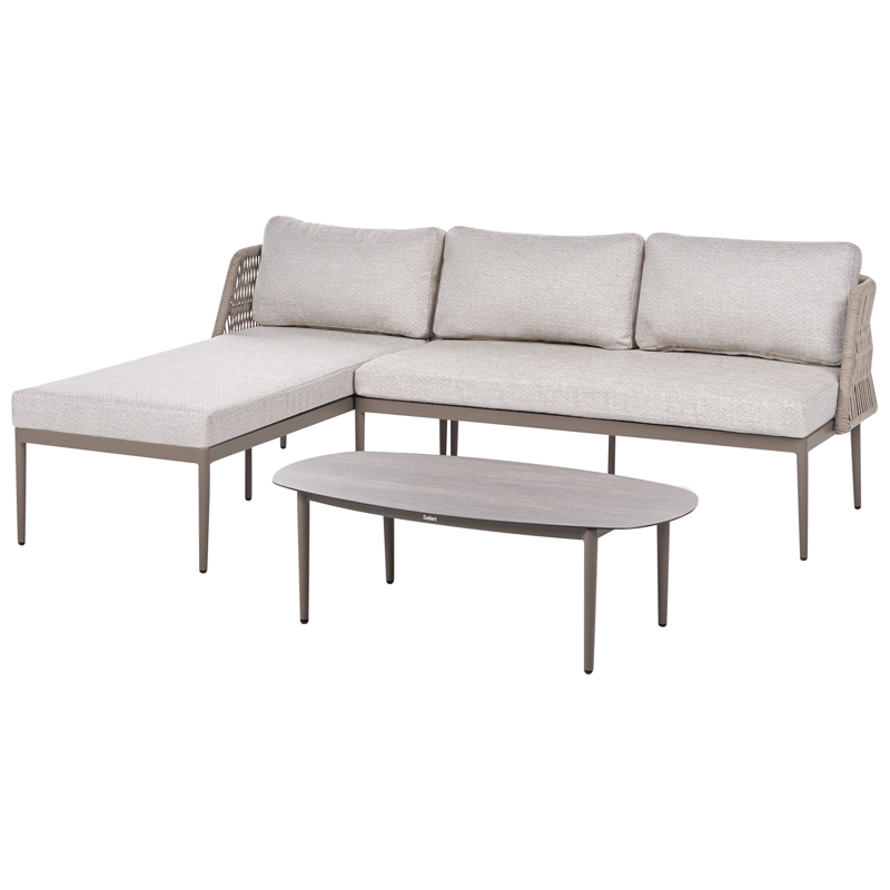 Hjørnesofa utendørs med bord 3-seter Leffe høyrevendt - Beige - Hagemøbler & utemiljø - Hagegruppe - Sofagruppe utendørs