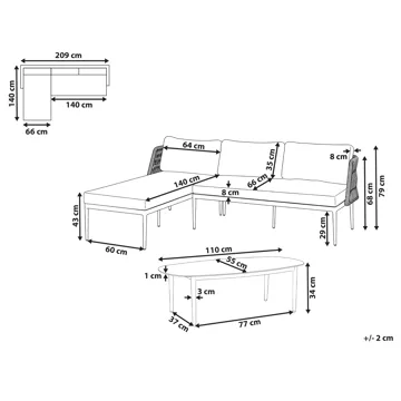 Hjørnesofa utendørs med bord 3-seter Leffe høyrevendt - Beige - Hagemøbler & utemiljø - Hagegruppe - Sofagruppe utendørs