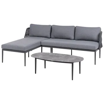 Hjørnesofa utendørs med bord 3-seter Leffe høyrevendt - Grå - Hagemøbler & utemiljø - Hagegruppe - Sofagruppe utendørs