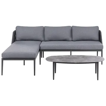 Hjørnesofa utendørs med bord 3-seter Leffe høyrevendt - Grå - Hagemøbler & utemiljø - Hagegruppe - Sofagruppe utendørs