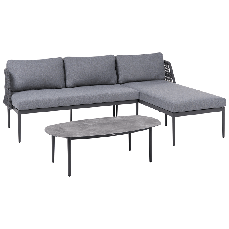 Hjørnesofa utendørs med bord 3-seter Leffe venstrevendt - Grå - Hagemøbler & utemiljø - Hagegruppe - Sofagruppe utendørs