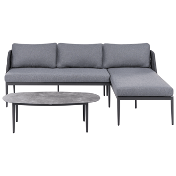 Hjørnesofa utendørs med bord 3-seter Leffe venstrevendt - Grå - Hagemøbler & utemiljø - Hagegruppe - Sofagruppe utendørs