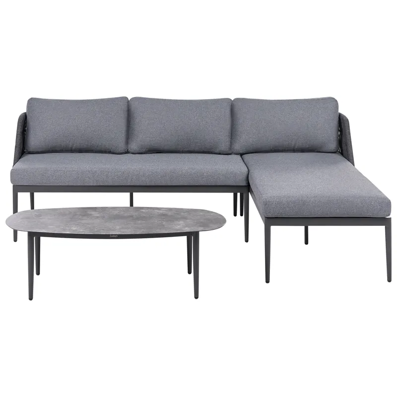 Hjørnesofa utendørs med bord 3-seter Leffe venstrevendt, Grå