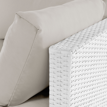 Hjørnesofa utendørs med bord 4-seter Sano høyrevendt modulær kunstrotting - Hvit/Beige - Hagemøbler & utemiljø - Hagegruppe - Sofagruppe utendørs