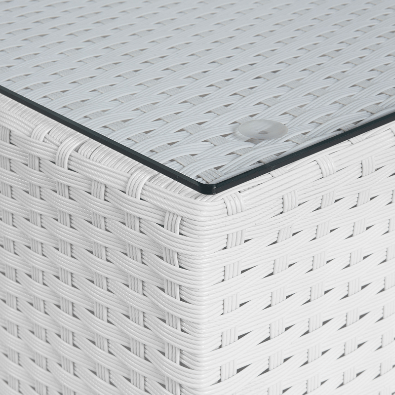 Hjørnesofa utendørs med bord 4-seter Sano høyrevendt modulær kunstrotting - Hvit/Beige - Hagemøbler & utemiljø - Hagegruppe - Sofagruppe utendørs