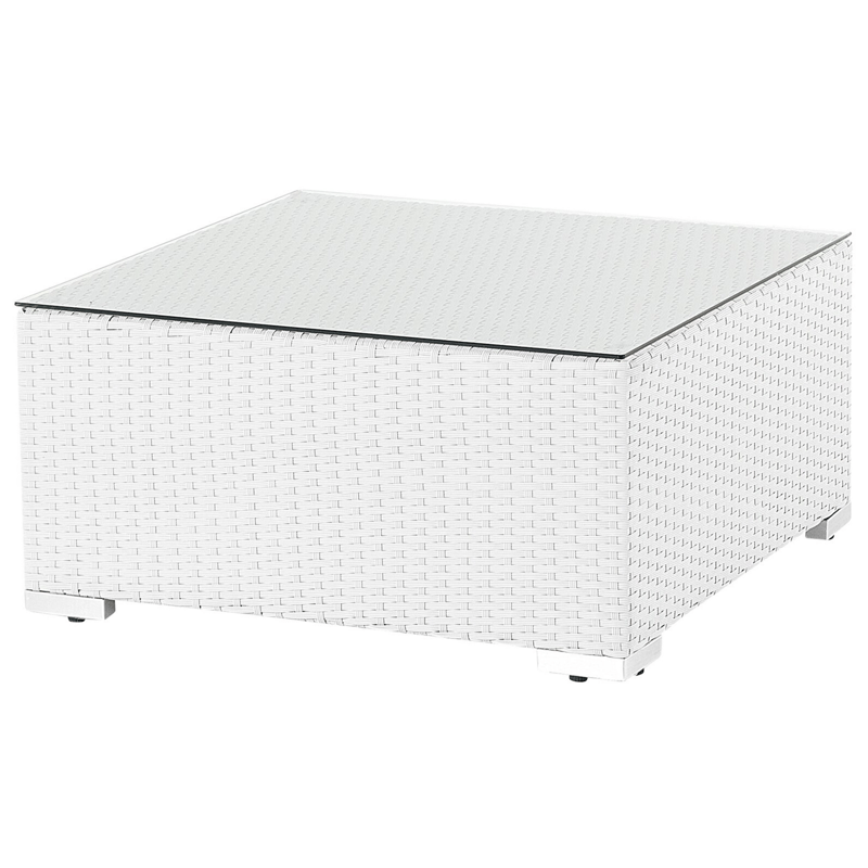 Hjørnesofa utendørs med bord 4-seter Sano høyrevendt modulær kunstrotting - Hvit/Beige - Hagemøbler & utemiljø - Hagegruppe - Sofagruppe utendørs