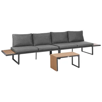 Hjørnesofa utendørs med bord 4-seter Pienza høyrevendt - Grå/Brun/Svart - Hagemøbler & utemiljø - Hagegruppe - Sofagruppe utendørs