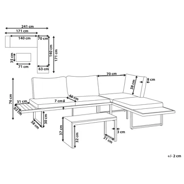Hjørnesofa utendørs med bord 4-seter Pienza høyrevendt - Grå/Brun/Svart - Hagemøbler & utemiljø - Hagegruppe - Sofagruppe utendørs