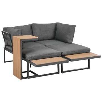 Hjørnesofa utendørs med bord 4-seter Pienza høyrevendt - Grå/Brun/Svart - Hagemøbler & utemiljø - Hagegruppe - Sofagruppe utendørs