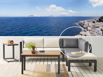 Hjørnesofa utendørs med bord 5-seter Messina venstrevendt - Svart/Beige/Grå - Hagemøbler & utemiljø - Hagegruppe - Sofagruppe utendørs