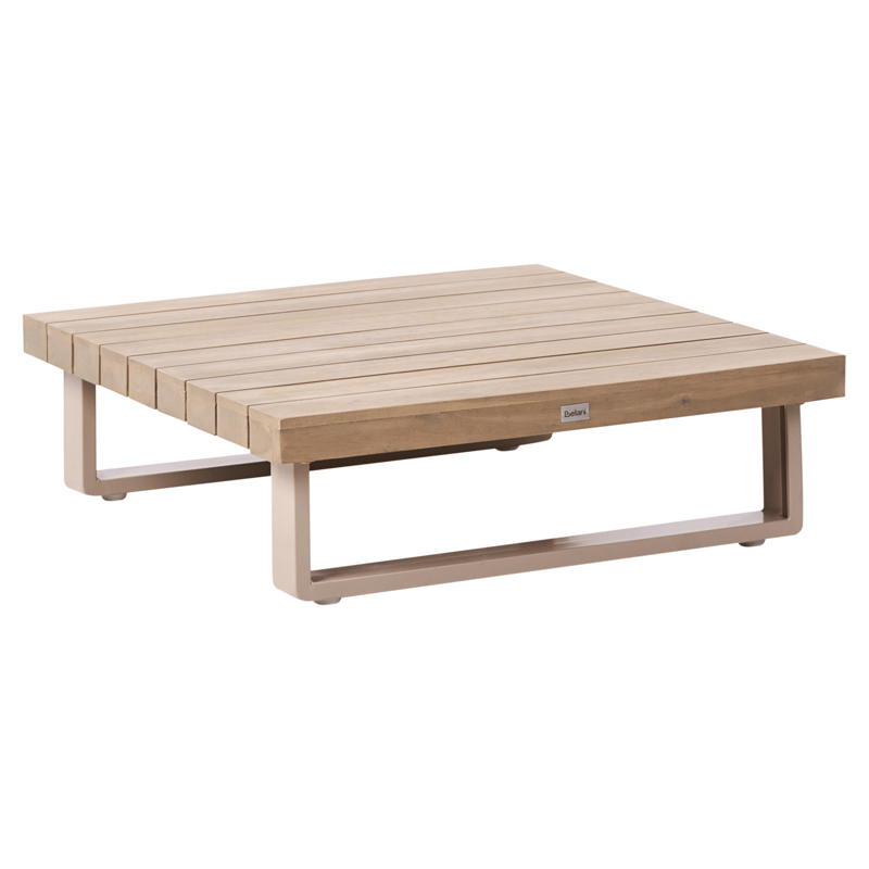 Hjørnesofa utendørs med bord 5-seter Mykonos høyrevendt akasietre - Beige/brun - Hagemøbler & utemiljø - Hagegruppe - Sofagruppe utendørs
