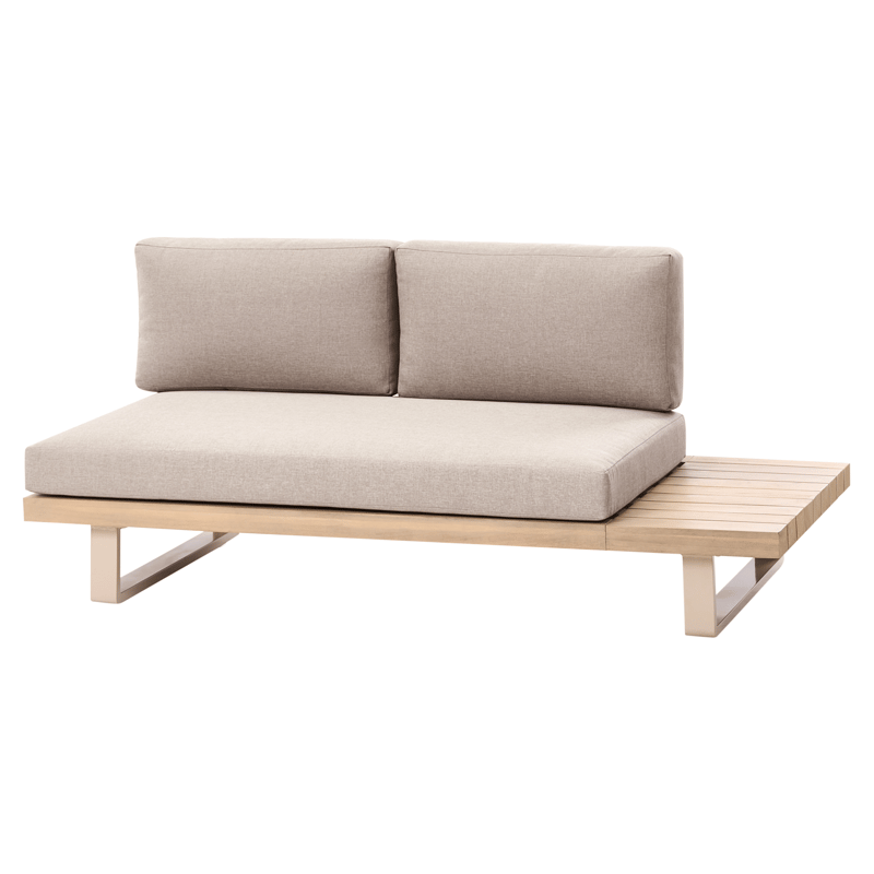 Hjørnesofa utendørs med bord 5-seter Mykonos høyrevendt akasietre - Beige/brun - Hagemøbler & utemiljø - Hagegruppe - Sofagruppe utendørs