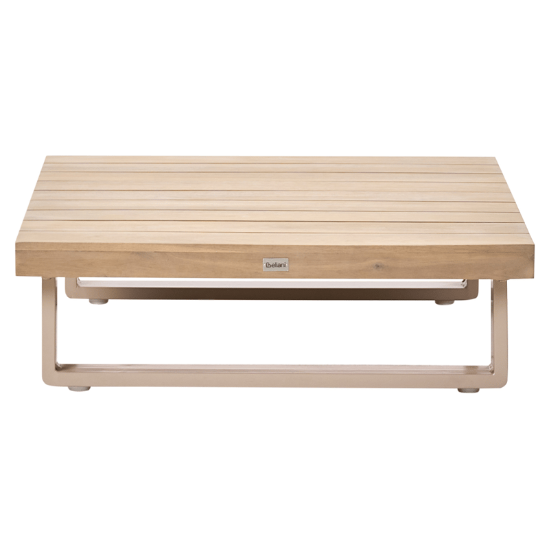 Hjørnesofa utendørs med bord 5-seter Mykonos høyrevendt akasietre - Beige/brun - Hagemøbler & utemiljø - Hagegruppe - Sofagruppe utendørs