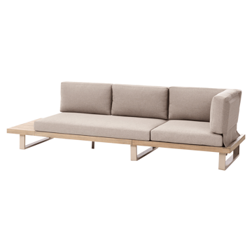 Hjørnesofa utendørs med bord 5-seter Mykonos høyrevendt akasietre - Beige/brun - Hagemøbler & utemiljø - Hagegruppe - Sofagruppe utendørs